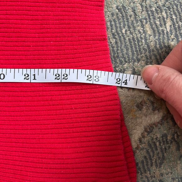 Lauren Ralph Lauren Red Ribbed Turtleneck Sweater M 100% Cotton - Picture 7 of 8